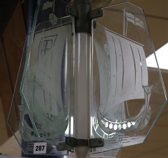 An Art Deco ceiling light